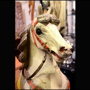 Cheval Cabré 01 - 313 - Vintage merry-go-round horse, intricately carved and painted wood - Pacific Compagnie.