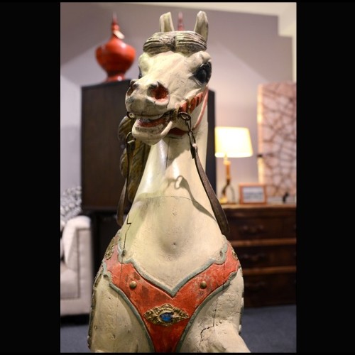 Cheval Cabré 01 - 313 - Colorful, handcrafted wooden prancing horse, fairground art - Pacific Compagnie.