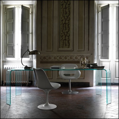 146 - 01 - Curved glass dining table - Pacific Compagnie.