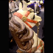 Cheval Cabré 01 - 313 - Ornate, sculpted wooden horse, La Belle Epoque style - Pacific Compagnie.