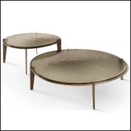 146 - HAL95 - Table basse verre bronze - Pacific Compagnie.