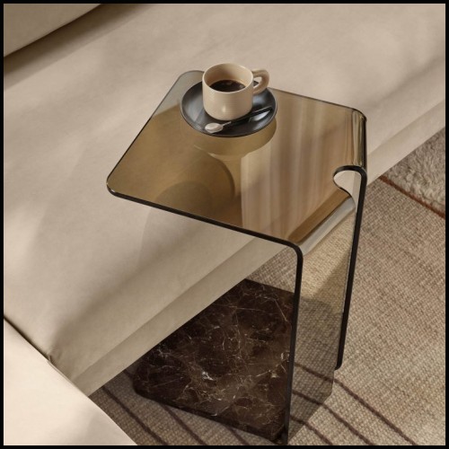 146 - YOR52 - Curved glass side table - Pacific Compagnie.