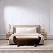 Lit 24 - Ashford - Beige bedroom furniture with elegant golden edges, featuring wooden lattice - Pacific Compagnie.