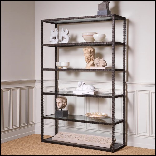 Armoire 24 - Bethesda - Armoire de luxe en verre clair et fumé avec finition bronze - Pacific Compagnie.