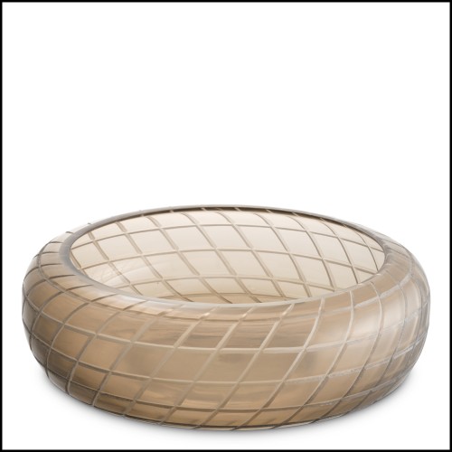 Bol 24 - Tarano - Decorative sand color glass bowl, 11 cm height, luxury interior design - Pacific Compagnie.