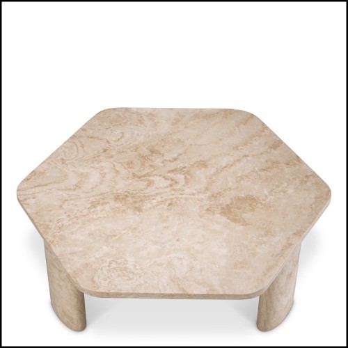 Table basse 24 - Zenitho - Elegant low table in travertin material - Pacific Compagnie.