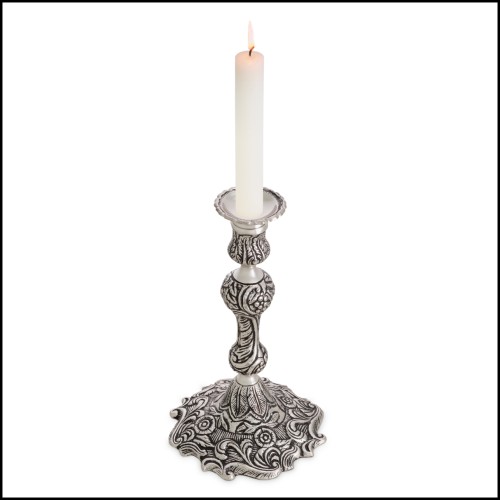 Bougeoir 24 - Thomson - Antique silver plated bougeoir for elegant decor - Pacific Compagnie.