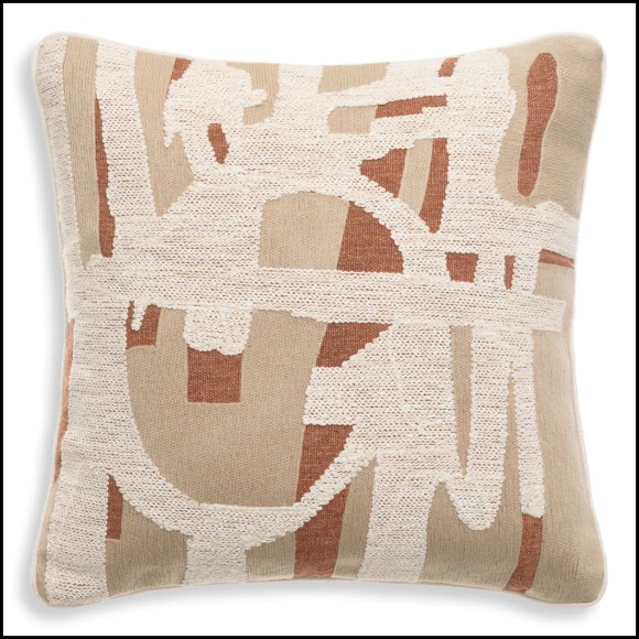 Coussin 24 - Saphira II - Luxury cushion in orange and beige, 50cm square - Pacific Compagnie.