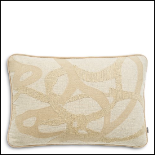 Coussin 24 - Saphira rectangle - High-end fabric cushion with orange and beige pattern - Pacific Compagnie.