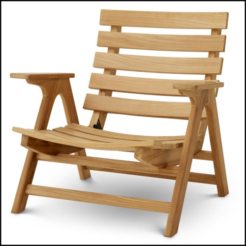 Chaise d’extérieur 24 - Oceanview - Comfortable outdoor chair with teck wood and weather-resistant fabric - Pacific Compagnie.