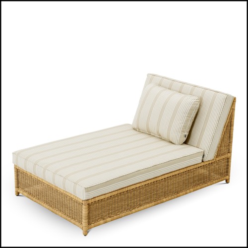Lit de jour modulaire d’extérieur 24 - Hampton - Mobilier de jardin en faux rotin et tissu - Pacific Compagnie.
