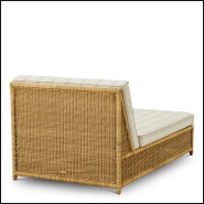 Lit de jour modulaire d’extérieur 24 - Hampton - Exterior decor with luxury pouf and beige color scheme - Pacific Compagnie.