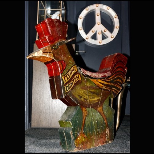 Coq 01 - 311-R. J. LAKIN - Hand‑crafted wooden rooster with vivid painted details, perfect for rustic décor - Pacific Compagnie.
