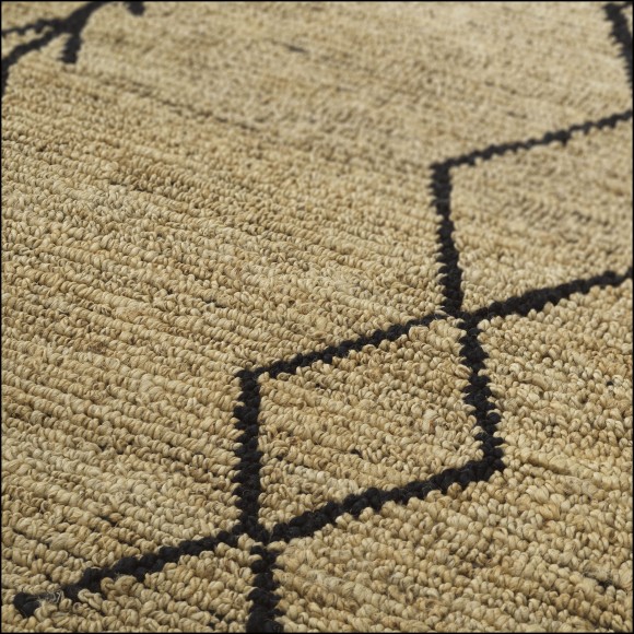 Tapis 24 - Thornfield - Luxury indoor rug with jute and cotton, black and yellow colors - Pacific Compagnie.