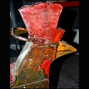 Coq 01 - 311-R. J. LAKIN - Artisan‑carved wooden cock, colorful finish ideal for kitchen wall art - Pacific Compagnie.