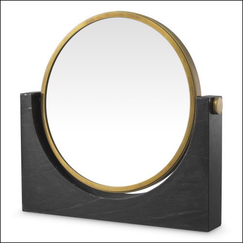 Miroir de table 24 - Vivaldi - Elegant laiton vintage finished mirror with marble and stainless steel - Pacific Compagnie.