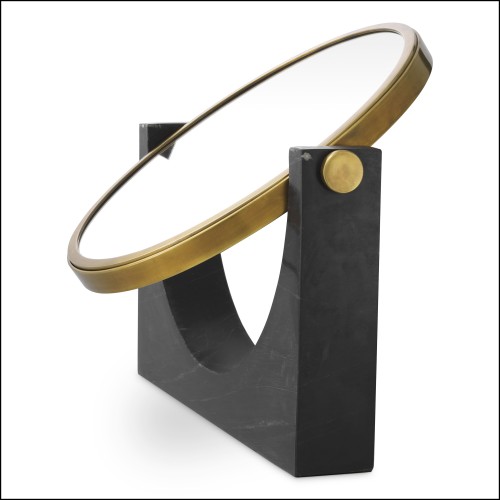 Miroir de table 24 - Vivaldi - Vintage-inspired luxury mirror with acier inoxydable and marbre details - Pacific Compagnie.