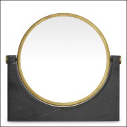 Miroir de table 24 - Vivaldi - Sophisticated desk mirror featuring vintage laiton and black marble design - Pacific Compagnie.