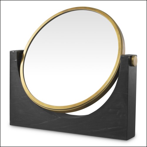 Miroir de table 24 - Vivaldi - Luxury vintage laiton finish mirror with black marble - Pacific Compagnie.