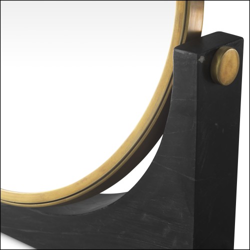 Miroir de table 24 - Vivaldi - Sleek black marble and stainless steel luxury mirror - Pacific Compagnie.
