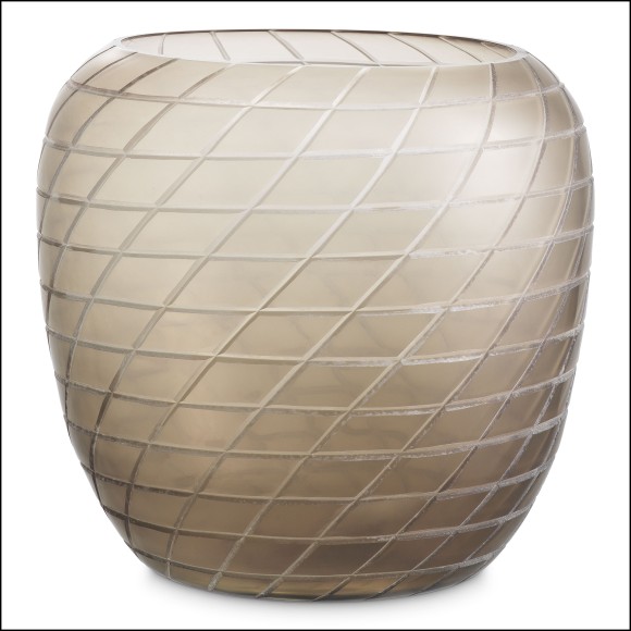 Vase 24 - Tarano - Luxe glass vase with recycled sand color, 30.5 cm height - Pacific Compagnie.