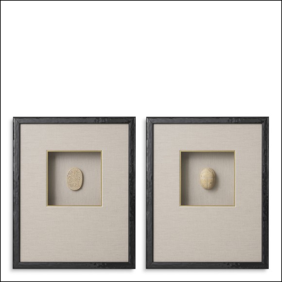 Art mural 24 - Inlay Menes - Luxury wall art with black wooden frame and clear glass, 44 cm wide - Pacific Compagnie.