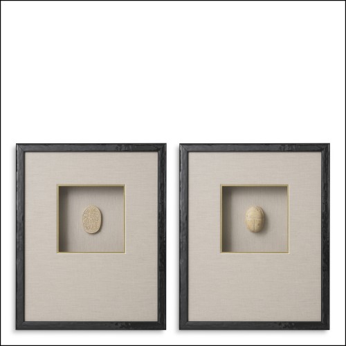 Art mural 24 - Inlay Menes - High-end painting with unique Menes design, framed in black wood - Pacific Compagnie.