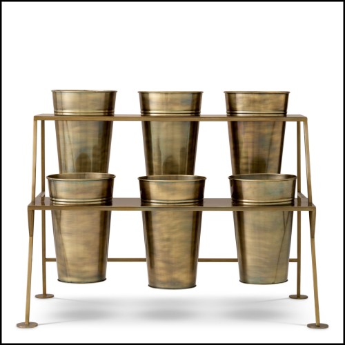 Étagère d’exposition 24 - Maison des Fleurs - Stainless steel decorative shelf with vintage laiton details - Pacific Compagnie.