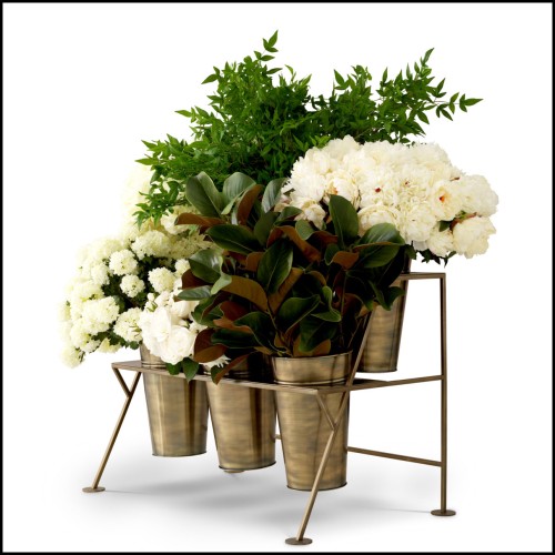 Étagère d’exposition 24 - Maison des Fleurs - Étagère de décoration de luxe avec finition laiton vintage et structure en acier -