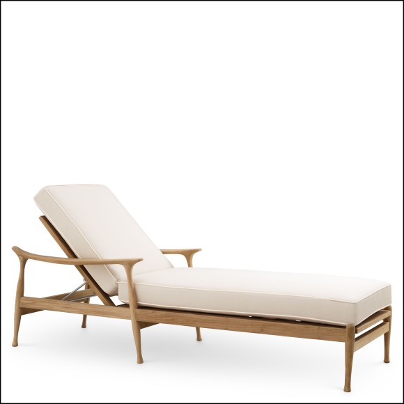 Lit de jour d’extérieur 24 - Manzo - Outdoor chaise longue, luxury teak and broken white, perfect for sunbathing - Pacific Compa