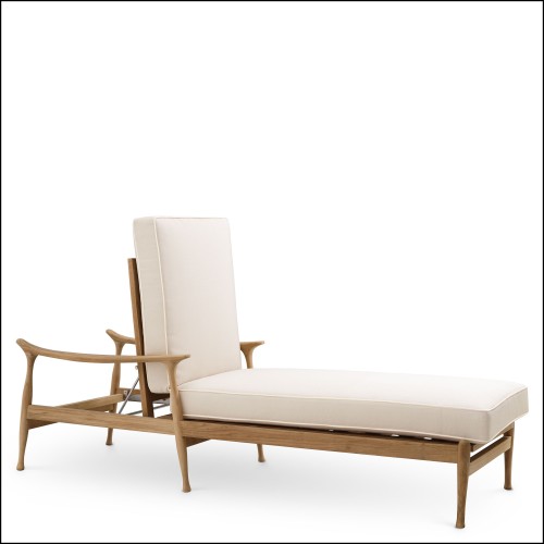 Lit de jour d’extérieur 24 - Manzo - Meuble de jardin en teck naturel, aspect luxueux - Pacific Compagnie.