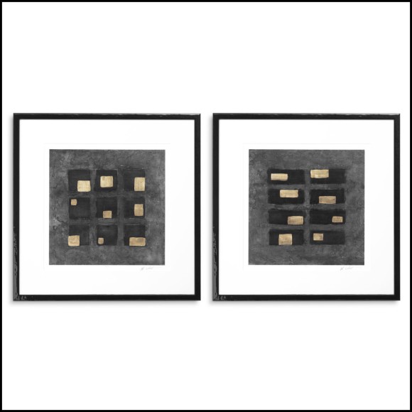 Impression 24 - Black Squares par Michael Willett - Exclusive eichholtz luxury painting with Impression Washed Black Squares des
