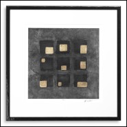 Impression 24 - Black Squares par Michael Willett - Œuvre d'art abstrait en cadre en bois - Pacific Compagnie.