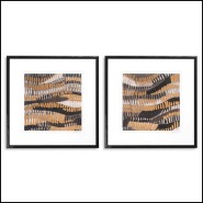 Impression 24 - Metallic Undulation par June Erica Vess - Unique metallic undulation artwork in a luxury black wood and clear gl