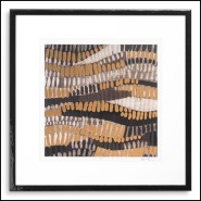 Impression 24 - Metallic Undulation par June Erica Vess - Metallic undulation painting with clear glass and black wooden frame -