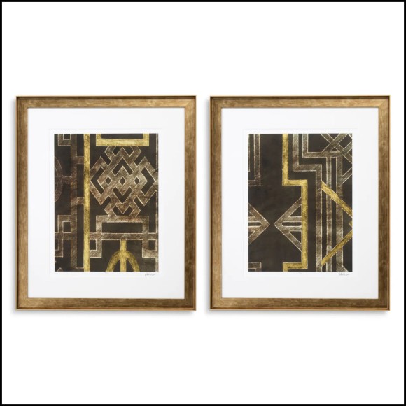 Impression 24 - Trellis Pattern I par Ethan Harper - Premium home decor item, golden antique frame with clear glass and trellis 