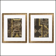 Impression 24 - Trellis Pattern I par Ethan Harper - Premium home decor item, golden antique frame with clear glass and trellis 
