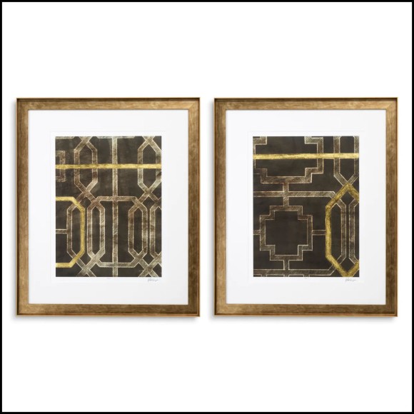 Impression 24 - Trellis Pattern II par Ethan Harper - Image d'une peinture de luxe avec un motif géométrique dans un cadre en bo