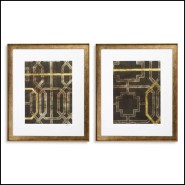 Impression 24 - Trellis Pattern II par Ethan Harper - Image d'une peinture de luxe avec un motif géométrique dans un cadre en bo