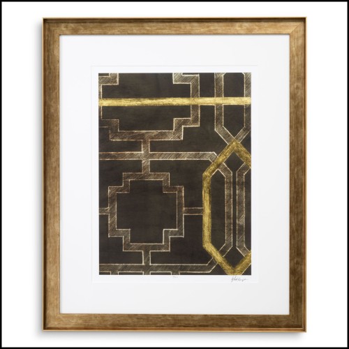 Impression 24 - Trellis Pattern II par Ethan Harper - Vue d'ensemble d'une peinture de luxe avec un cadre en bois doré - Pacific