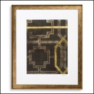 Impression 24 - Trellis Pattern II par Ethan Harper - Vue d'ensemble d'une peinture de luxe avec un cadre en bois doré - Pacific