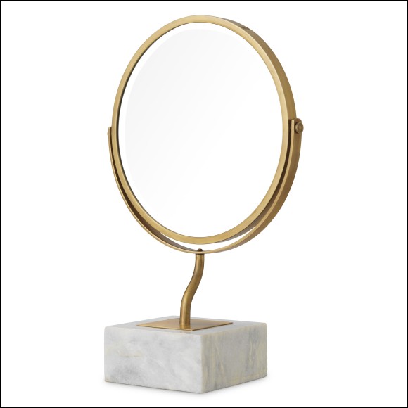 Miroir de table 24 - Jovanni - Exquisite table mirror with white marble and laiton vintage finish - Pacific Compagnie.