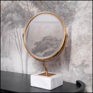 Miroir de table 24 - Jovanni - Luxury table mirror with vintage brass finish and white marble - Pacific Compagnie.