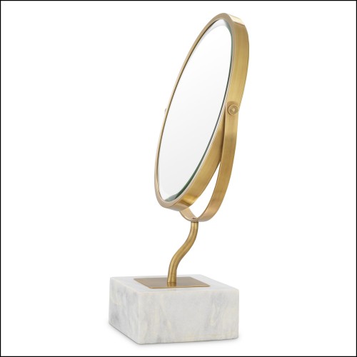 Miroir de table 24 - Jovanni - High-end table mirror with laiton vintage finish and marble details - Pacific Compagnie.