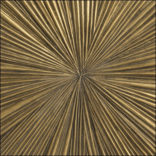 Objet mural 24 - Sunburst - Objet mural de luxe en contreplaqué avec motif rayons de soleil et finition or antique - Pacific Com