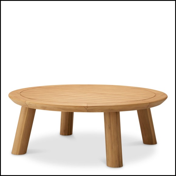 Table basse d’extérieur 24 - Weston - Table basse d'extérieur en teck naturel avec diamètre de 110 cm - Pacific Compagnie.