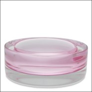 120649 - Glass decorative object, diam. 20cm, rose and blue colors - Pacific Compagnie.