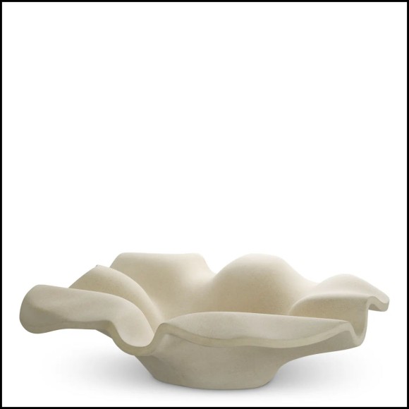 119579 - Glass decorative object with cream finish, dimensions 60x60x18 cm - Pacific Compagnie.