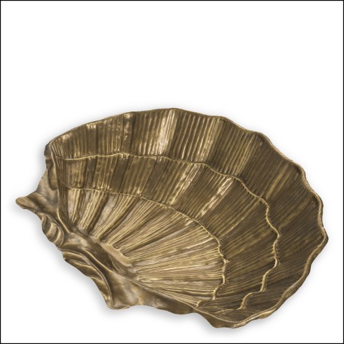119225 - Decorative bowl in brass with a vintage finish, 52.5 cm long - Pacific Compagnie.