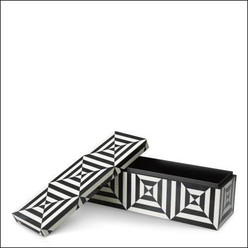 119959 - Black and white home decor item, made of resin, 14 cm high - Pacific Compagnie.